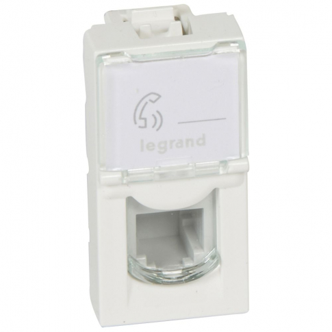 LEGRAND - GNIAZDO TELEFONICZNE POJEDYNCZE RJ11 4 STYKI 1 MODUŁ BIAŁY MOSAIC - 078730