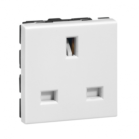LEGRAND - GNIAZDO POJEDYNCZE Z UZIEMIENIEM 2P+Z STANDARD ANGIELSKI ZACISKI ŚRUBOWE 2 MODUŁY 13A 250V BIAŁY MOSAIC - 077505
