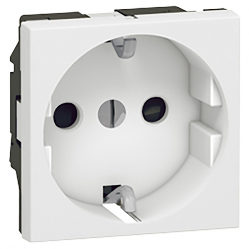 LEGRAND - GNIAZDO POJEDYNCZE Z UZIEMIENIEM 2P+Z SCHUKO ZACISKI ŚRUBOWE 2 MODUŁY 16A 250V BIAŁY MOSAIC - 077213