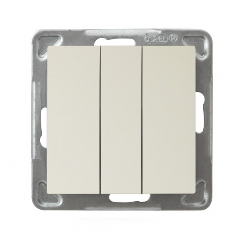 OSPEL - ŁĄCZNIK POTRÓJNY ZACISKI AUTOMATYCZNE 10AX 250V IP20 ECRU IMPRESJA - ŁP-13Y/m/27
