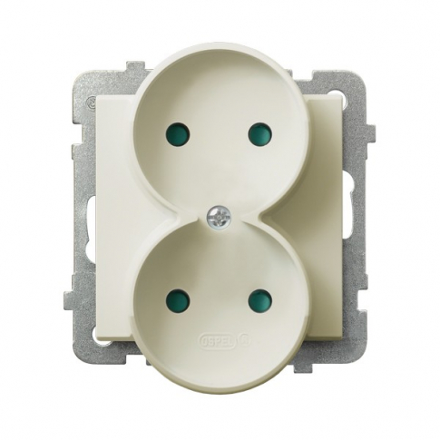 OSPEL - GNIAZDO PODWÓJNE Z PRZESŁONAMI TORÓW PRĄDOWYCH MODUL ECRU SONATA - GP-2RRP/m/27