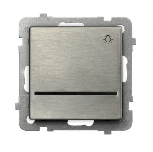OSPEL - ŁĄCZNIK ZWIERNY ŚWIATŁO Z PODŚWIETLENIEM NIEBIESKIM ZACISKI AUTOMATYCZNE 10AX 250V IP20 STALOWY INOX SONATA - ŁP-5RMS/m/37