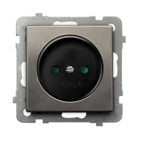 OSPEL - GNIAZDO POJEDYNCZE BEZ UZIEMIENIA 2P Z PRZESŁONAMI ZACISKI ŚRUBOWE 16A 250V IP20  STAL INOX SONATA - GP-1RMP/m/37