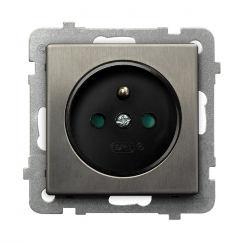 OSPEL - GNIAZDO POJEDYNCZE Z UZIEMIENIEM 2P+Z Z PRZESŁONAMI ZACISKI ŚRUBOWE 16A 250V IP20 STAL INOX SONATA - GP-1RMZP/m/37