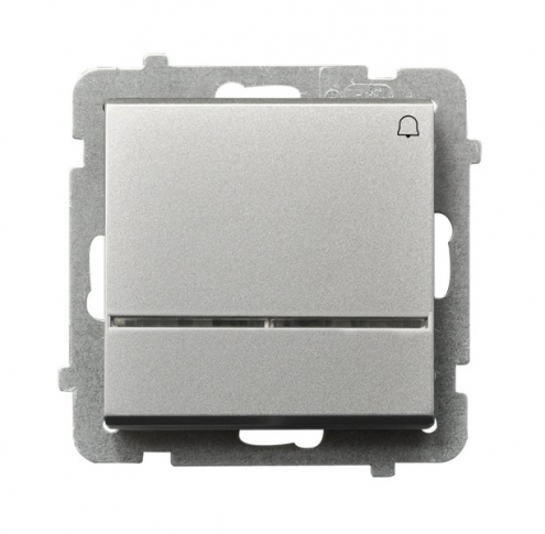 OSPEL - ŁĄCZNIK ZWIERNY DZWONEK Z PODŚWIETLENIEM NIEBIESKIM ZACISKI AUTOMATYCZNE 10AX 250V IP20 SREBRNY MAT SONATA - ŁP-6RS/m/38