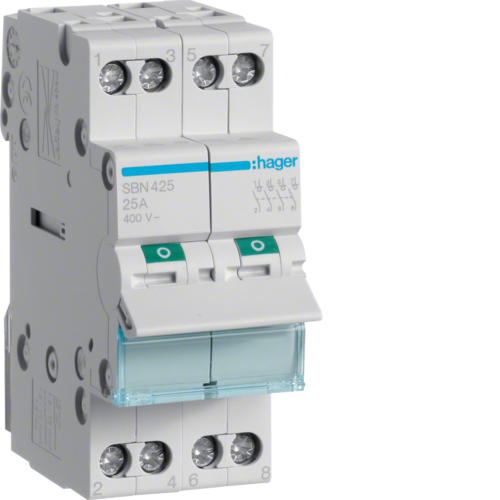 HAGER - MODUŁOWY ROZŁĄCZNIK IZOLACYJNY 25A 4-POLOWY - SBN425