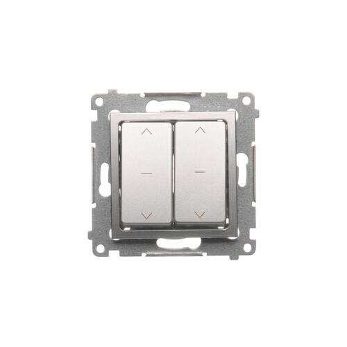 KONTAKT SIMON - Łącznik roletowy podwójny (moduł) 10A, 250V~, szybkozłącza. W komplecie z pierścieniem dekoracyjnym; srebrny mat - DZW2.01/43