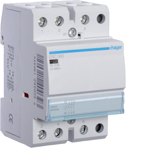 HAGER - STYCZNIK 3NO 63A 230V AC. - ESC363
