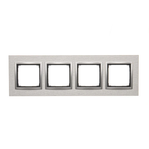 KONTAKT SIMON - Ramka 4-krotna Nature-Metal, INOX KLASYCZNY, IP20/IP44* (*IP44-należy zastosować zestaw uszczelek DUN4) - DRN4/77
