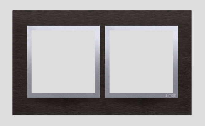 KONTAKT SIMON - Ramka 2-krotna Nature-Metal, INOX YIN, IP20/IP44* (*IP44-należy zastosować zestaw uszczelek DUN2) - DRN2/78