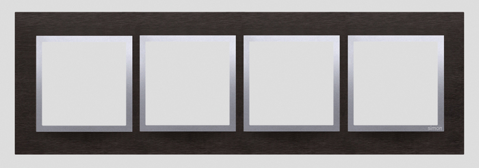 KONTAKT SIMON - Ramka 4-krotna Nature-Metal, INOX YIN, IP20/IP44* (*IP44-należy zastosować zestaw uszczelek DUN4) - DRN4/78