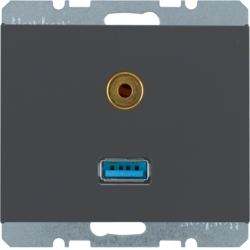HAGER - GNIAZDO USB AUDIO 3,5MM ANTRACYT MAT K.1 - 3315397006