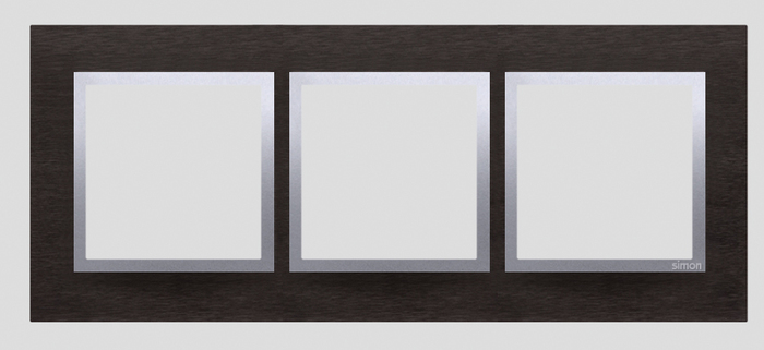 KONTAKT SIMON - Ramka 3-krotna Nature-Metal, INOX YIN, IP20/IP44* (*IP44-należy zastosować zestaw uszczelek DUN3) - DRN3/78