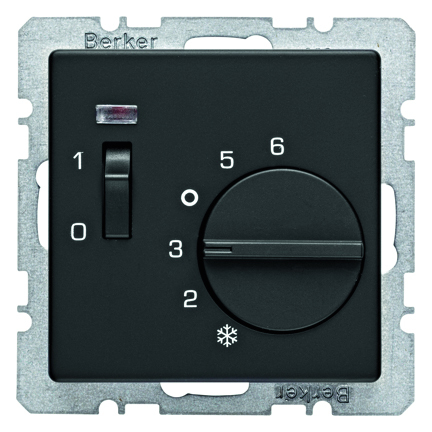 HAGER - REGULATOR TEMPERATURY POMIESZCZENIA ZE STYKIEM ROZWIERNYM ANTRACYT AKSAMIT Q.1/Q.3  - 20306086