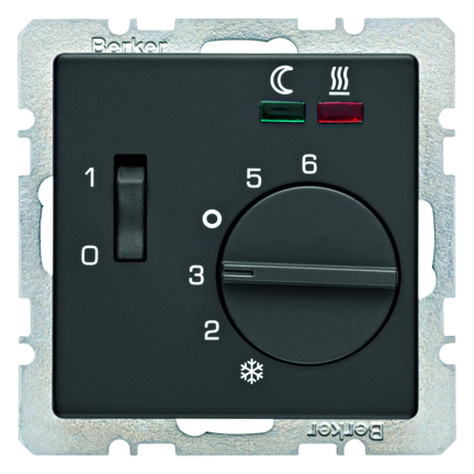 HAGER - REGULATOR TEMPERATURY PODŁOGI ZE STYKIEM ZWIERNYM ANTRACYT AKSAMIT Q.1/Q.3  - 20346086