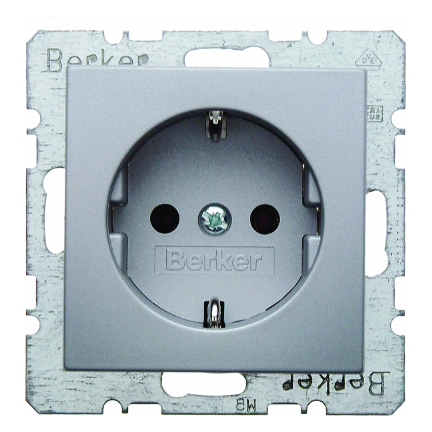HAGER - GNIAZDO SCHUKO Z UZIEMIENIEM ZACISKI ŚRUBOWE ALU B.KWADRAT/B.7 - 41431404