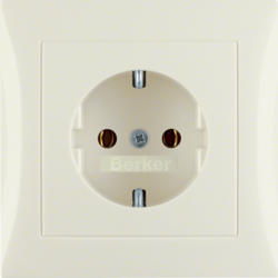HAGER - GNIAZDO SCHUKO KOMPLET KREMOWY POŁYSK S.1 - 47428982