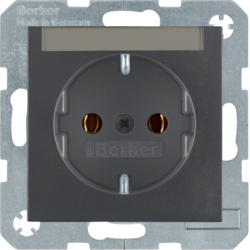 HAGER - GNIAZDO SCHUKO Z POLEM OPISOWYM ANTRACYT B.3/B.7  - 47501606