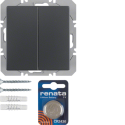 HAGER - PRZYCISK RADIOWY PODWÓJNY PŁASKI QUICKLINK ANTRACYT Q.1/Q.3 KNX RF  - 85656226