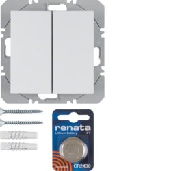 HAGER - PRZYCISK PODWÓJNY PŁASKI QUICKLINK BIAŁY MAT S.1/B.3/B.7 KNX RF  - 85656288