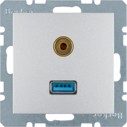 HAGER - GNIAZDO USB / 3.5 MM AUDIO ALU MAT B.1/B.7 - 3315391404