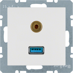 HAGER - GNIAZDO USB / 3.5 MM AUDIO BIAŁY MAT S.1/B.3/B.7  - 3315391909