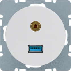 HAGER - GNIAZDO USB AUDIO 3,5MM BIAŁY POŁYSK R.1/R.3 - 3315392089