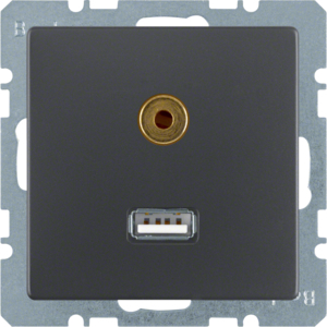 HAGER - GNIAZDO USB AUDIO 3,5MM ANTRACYT AKSAMIT Q.1/Q.3 - 3315396086