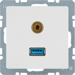 HAGER - GNIAZDO USB AUDIO 3,5MM BIAŁY AKSAMIT Q.1 - 3315396089