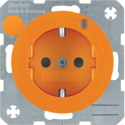 HAGER - GNIAZDO Z UZIEMIENIEM I KONTROLNĄ DIODĄ LED POMARAŃCZOWY POŁYSK R.1/R.3  - 6765092007