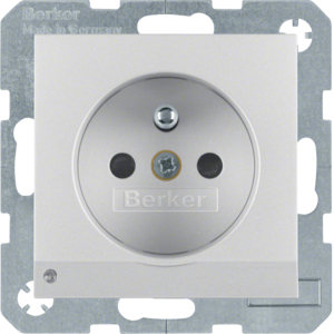 HAGER - GNIAZDO Z UZIEMIENIEM I PODŚWIETLENIEM ORIENTACYJNYM LED ALU MAT BERKER B.KWADRAT/B.7 - 6765101404