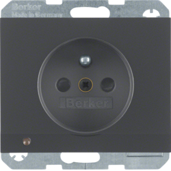 HAGER - GNIAZDO Z UZIEMIENIEM I KONTROLNĄ DIODĄ LED ANTRACYT MAT K.1 - 6765107006
