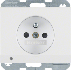 HAGER - GNIAZDO Z UZIEMIENIEM I KONTROLNĄ DIODĄ LED BIAŁY POŁYSK K.1 - 6765107009