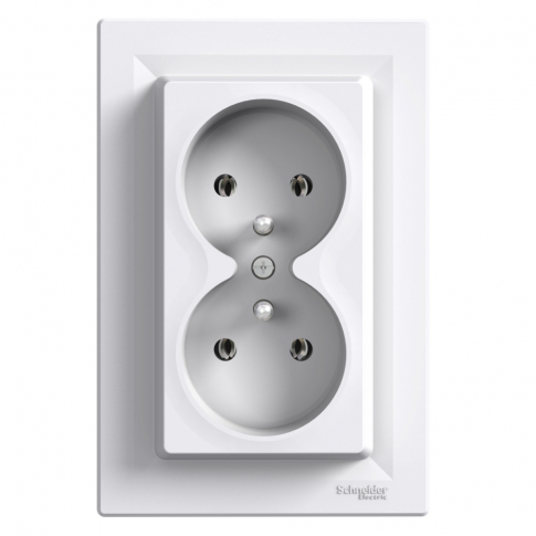 SCHNEIDER ELECTRIC - GNIAZDO PODWÓJNE Z UZIEMIENIEM 2X2P+Z ZACISKI IP20 ŚRUBOWE 16A 250V BIAŁY ASFORA - EPH9800221