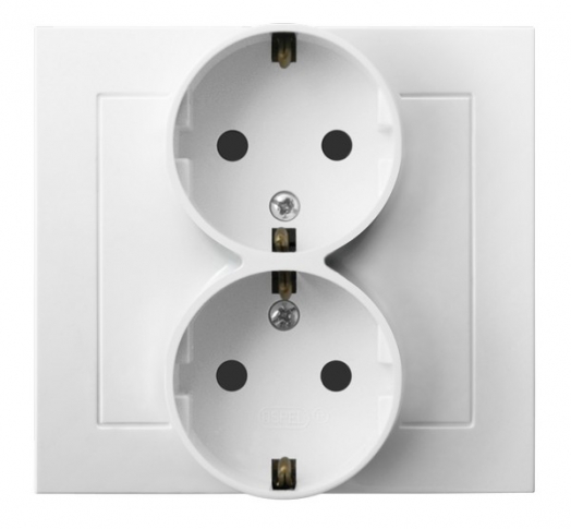 OSPEL - GNIAZDO PODWÓJNE SCHUKO BIAŁY KIER - GP-2WS/00