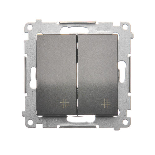 KONTAKT SIMON - ŁĄCZNIK KRZYŻOWY PODWÓJNY 10AX 250V  ZACISKI AUTOMATYCZNE ANTRACYT SIMON 54 - DW7/2.01/48