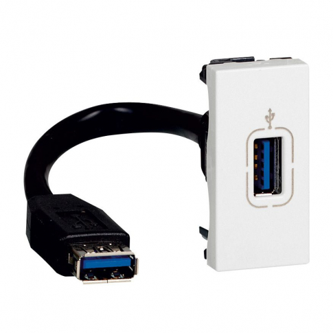 LEGRAND - GNIAZDO USB 3.0 Z PRZEWODEM 1 MODUŁ BIAŁY MOSAIC - 078746