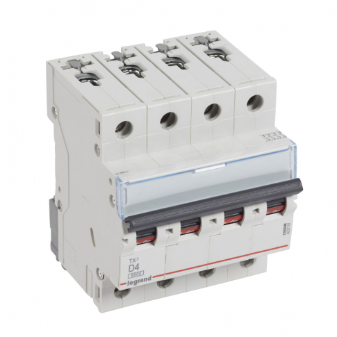 LEGRAND - WYŁĄCZNIK NADPRĄDOWY D 4A 4 POLOWY CHARAKTERYSTYKA D SERII TX3 S304 - 403767