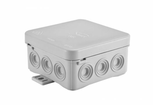 SIMET - PUSZKA NATYNK 75X75X40MM Z DŁAWICĄ ZINTEGROWANĄ SAMOZATRZASKOWA IP54 SZARY FASTBOX N5 - 83005002