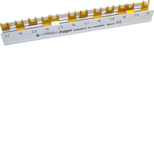 HAGER - SZYNA GRZEBIENIOWA WIDEŁKOWA DO RCCB 4 BIEGUNY 16MM UNIVERS NHC 2 12 MODUŁÓW - KDN451D