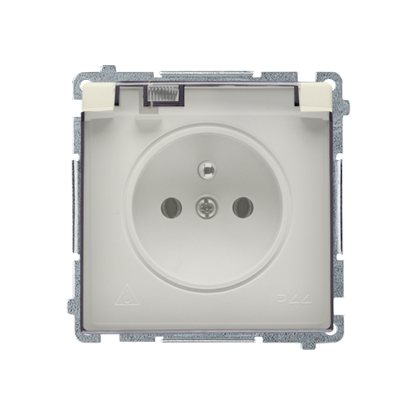 KONTAKT SIMON - GNIAZDO POJEDYNCZE Z UZIEMIENIEM 2P+Z KLAPKA DYMNA ZACISKI ŚRUBOWE 16A 250V IP44 BEŻOWY BASIC - BMGZ1B.01/12A