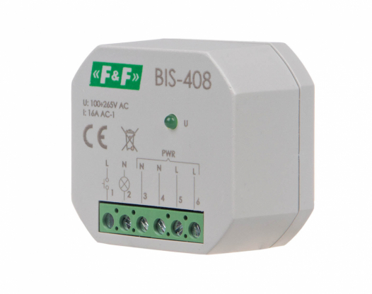 F&F - Przekaźnik bistabilny, podtynkowy, do podświetlanych przycisków, montaż podtynkowy - BIS-408