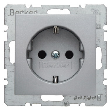 HAGER - GNIAZDO SCHUKO Z UZIEMIENIEM SAMOZACISKI ALU B.KWADRAT/B.7 - 47231404