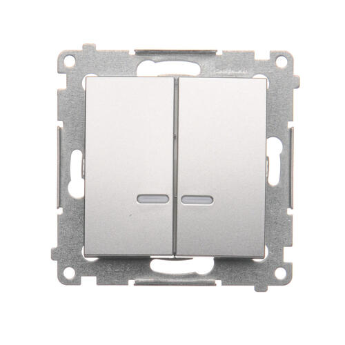 KONTAKT SIMON - Łącznik świecznikowy z podświetleniem LED i do wersji IP44 (moduł) 16AX, 250V~, zaciski śrubowe; srebrny mat   *Posiada wkładkę DU1W - DW5ABL.01/43