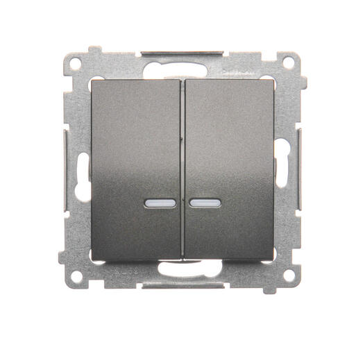 KONTAKT SIMON - Łącznik świecznikowy z podświetleniem LED i do wersji IP44 (moduł) 16AX, 250V~, zaciski śrubowe; antracyt   *Posiada wkładkę DU1W - DW5ABL.01/48