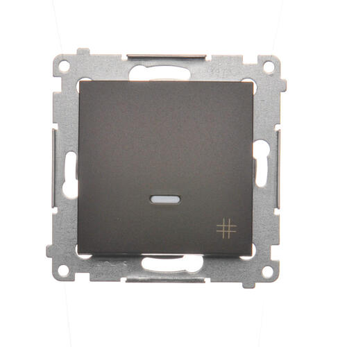KONTAKT SIMON - Łącznik krzyżowy z podświetleniem LED (moduł) 10AX, 250V~, szybkozłącza; brąz mat - DW7L.01/46