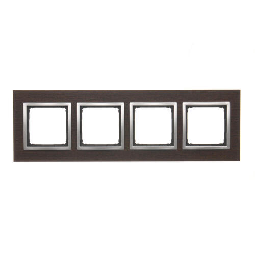 KONTAKT SIMON - Ramka 4-krotna Nature-Drewno, SREBRNE WENGE, IP20/IP44* (*IP44-należy zastosować zestaw uszczelek DUN4) - DRN4/84