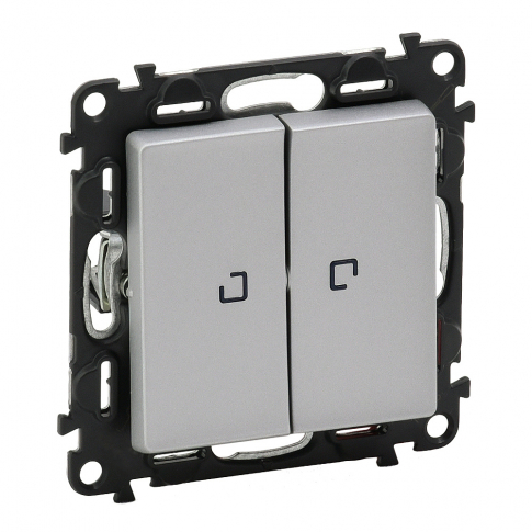 LEGRAND - ŁĄCZNIK SCHODOWY PODWÓJNY Z PODŚWIETLENIEM 250V ALUMINIUM VALENA LIFE - 752309