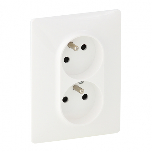 LEGRAND - GNIAZDO PODWÓJNE Z UZIEMIENIEM 2X2P+Z Z PRZESŁONAMI ZACISKI AUTOMATYCZNE KOMPLETNE 16A 250V IP20 BIAŁY VALENA LIFE - 753186