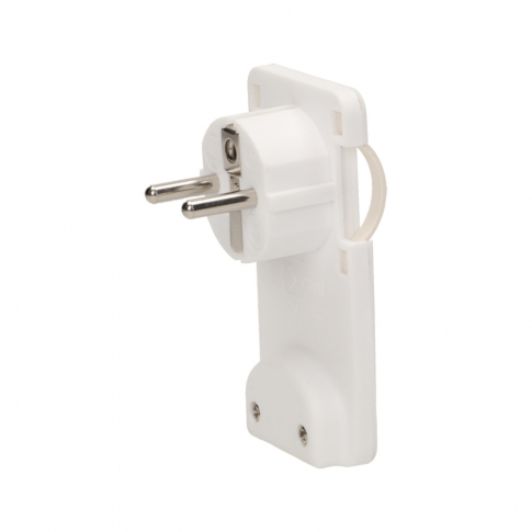 ORNO - WTYCZKA KĄTOWA PŁASKA Z UCHWYTEM 16A 250V 2P+Z BIAŁA - OR-AE-1311/W